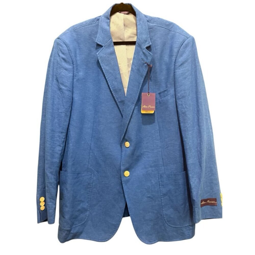 Alan Flusser Royal Blue Linen Blend Sport Coat